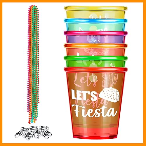 Miniatura 4 de Paquete de 12 collares de cristal de chupito Let's Fiesta, collar de cuentas de Cinco de Mayo, vasos de chupito de plástico, collares de fiesta,