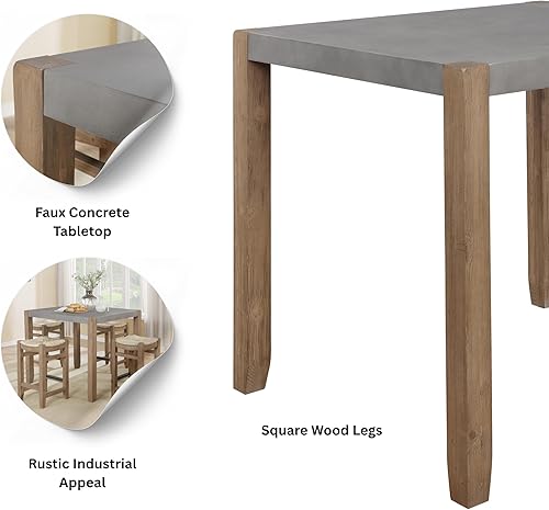 Miniatura 4 de Alaterre Furniture Newport - Mesa de comedor de hormigón sintético y madera de 36 pulgadas de alto