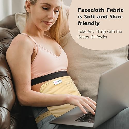 Miniatura 6 de Paquete de aceite de ricino, algodón orgánico, reutilizable y altamente absorbente, compresa para desintoxicación hepática, insomnio, estreñimiento