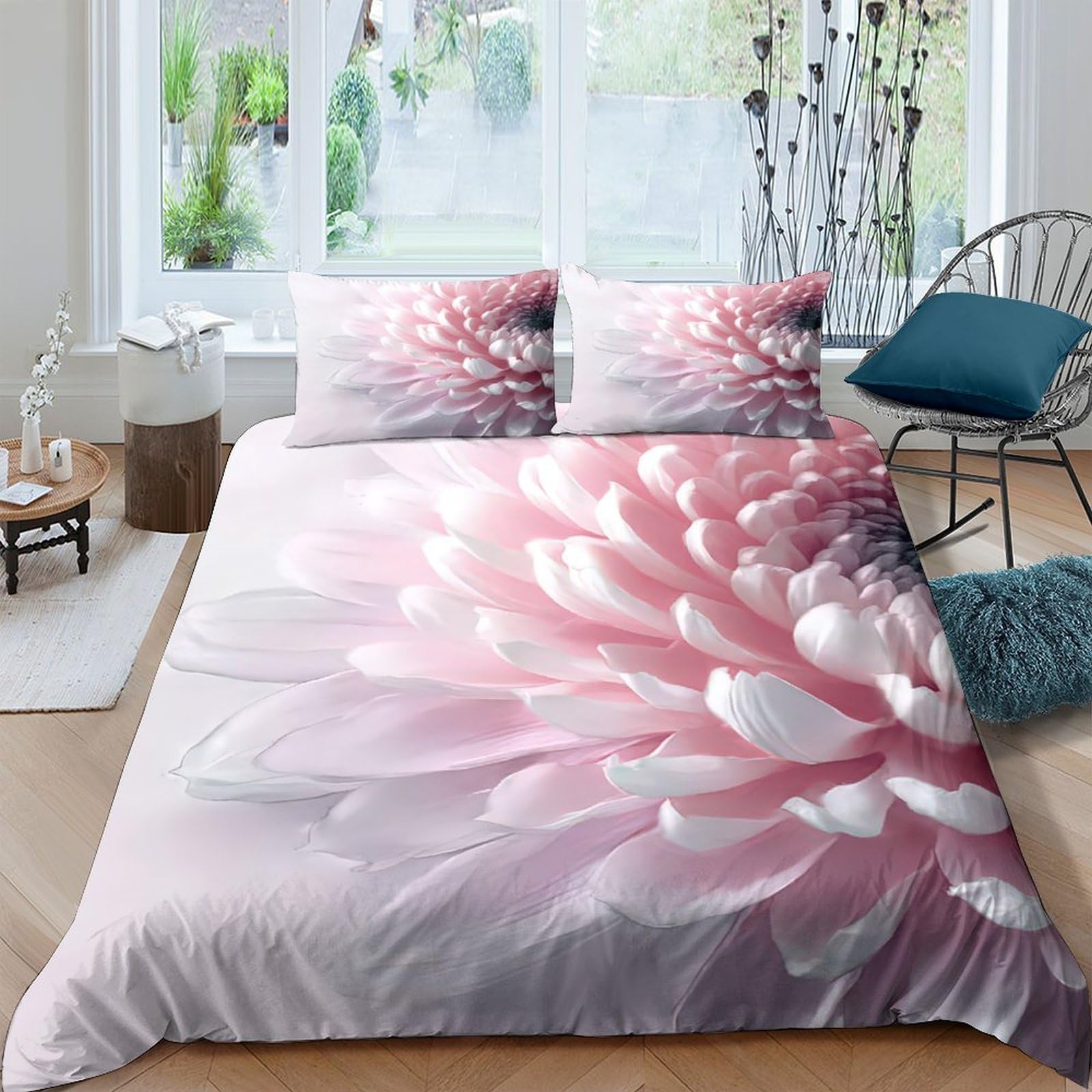 Ctjqhvkz Style-1 3D Printed Pink Flower Fitted Sheet Microfiber Soft Bedroom Decor Lotus Blossom Mattress Cover For Home Guest Room Single（135X200cm）