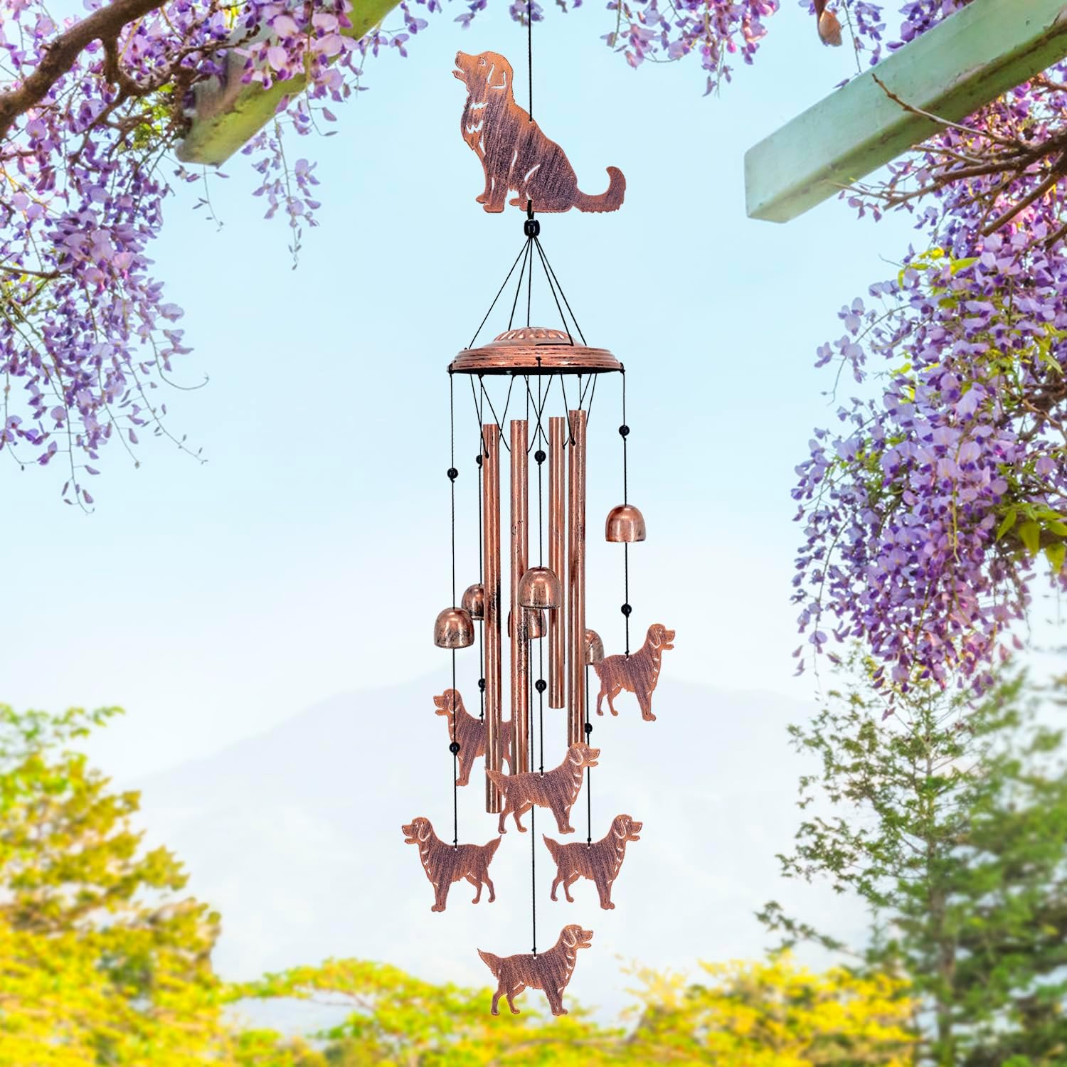 Golden Retriever Dog Wind Chimes for Outside,Dog Gifts for Women Men/Memorial Gift/Birthday Gifts Metal windchimes Outdoors/Indoors,Garden Decor,Patio,Porch,Yard Decorations