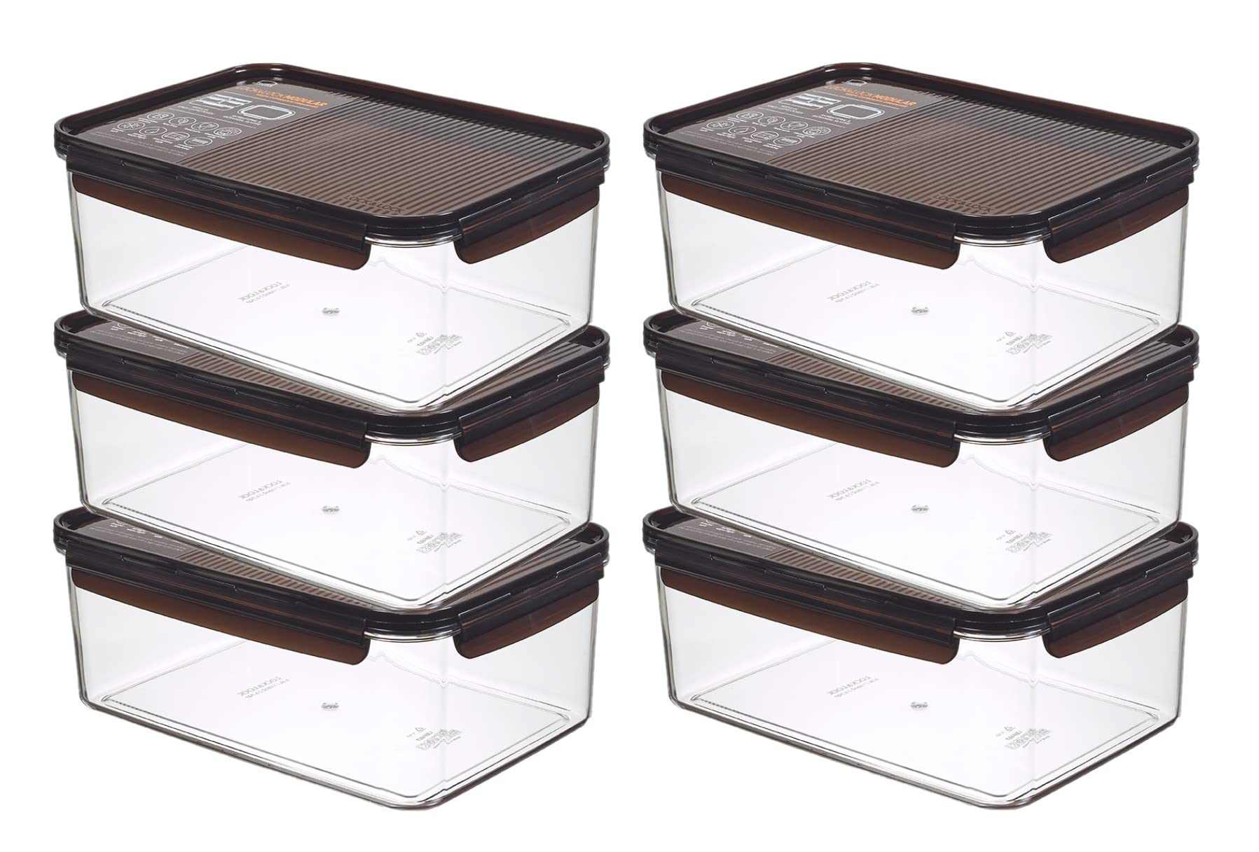 Lock&Lock zestaw pojemników na żywność 6-częściowy modułowy Bisfree (6 x LBF407 3,5 l) do układania w stos & SeleXions wielofunkcyjna szpachelka z drewna oliwkowego