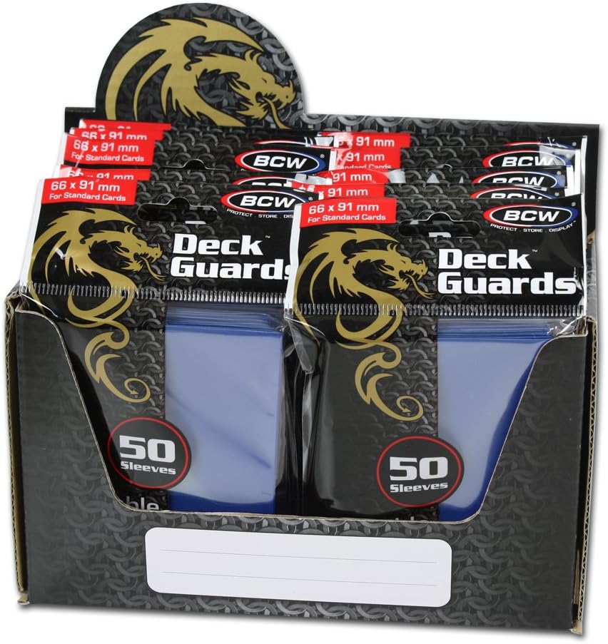 BCWDeck Guard - Double Matte Card Sleeves | 500 Count Box (10 Packs of 50 Sleeves) |Acid-Free, No PVC | Fits 2.5" x 3.5" Game Cards | Archival Safe Sleeves for Card Protection (Blue)