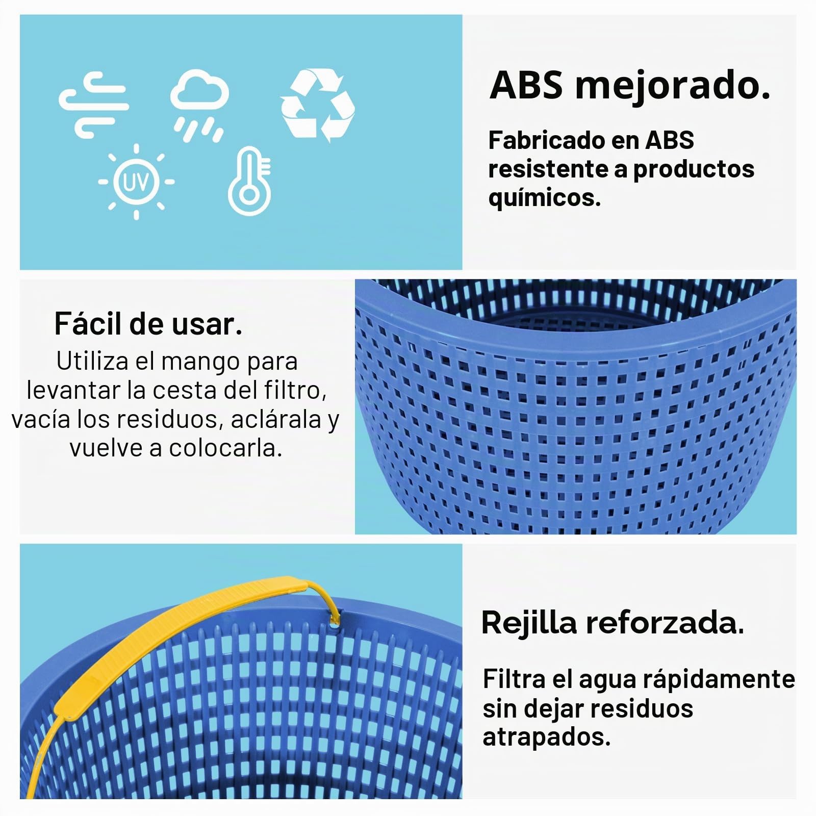 POOLAZA Reemplazo de cesta de skimmer de piscina para piscina enterrada (Set de 3) - Elimine hojas y escombros - 20,5 cm arriba, 14 cm abajo, 13 cm de profundidad