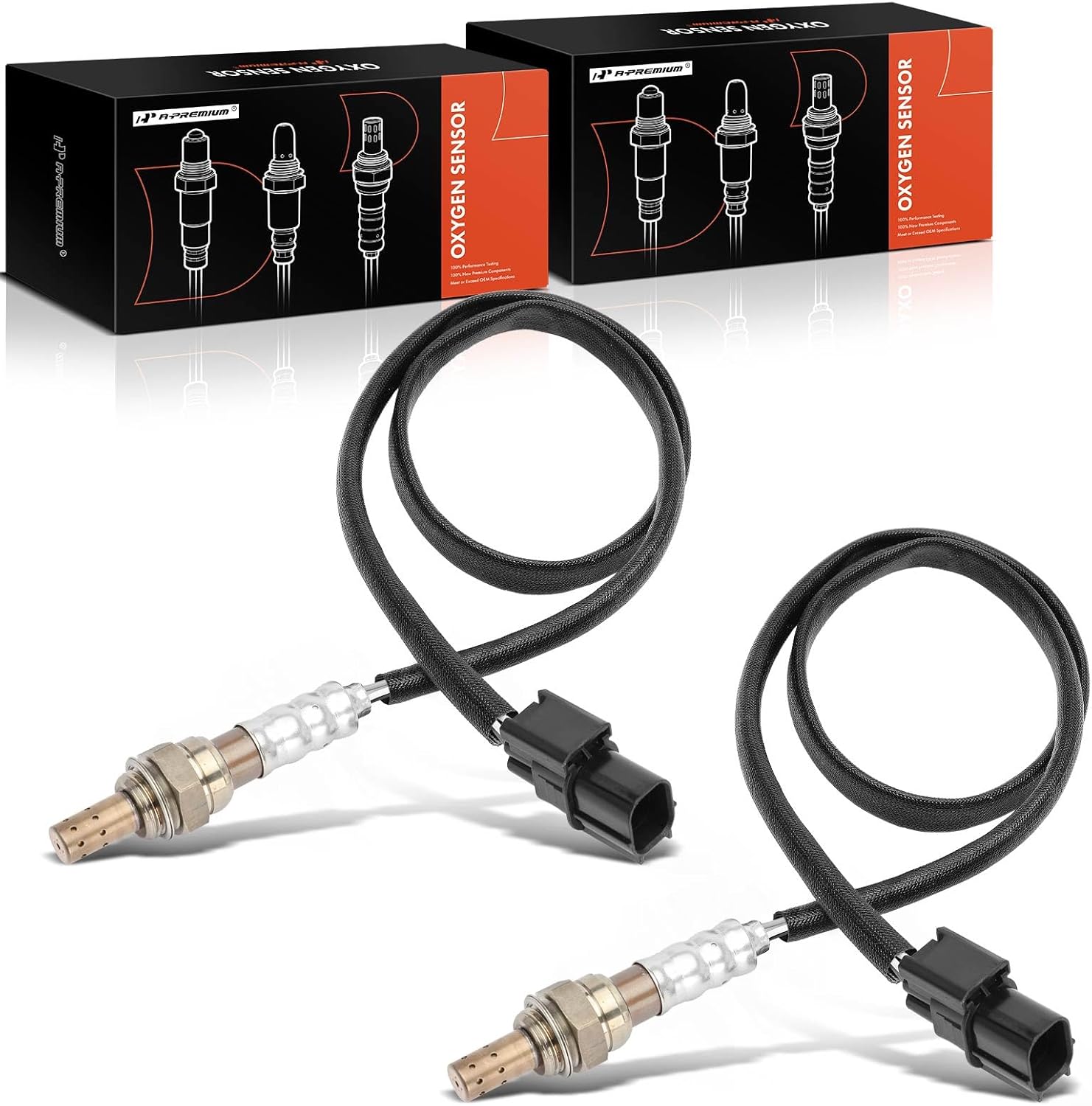 A-Premium 2-PC Downstream Front and Rear O2 Oxygen Sensor Compatible with Honda & Acura Models - Accord 2008-2011, Pilot 2009-2013, Odyssey, Ridgeline, Crosstour, Accord Crosstour, MDX, TSX, TL, RL