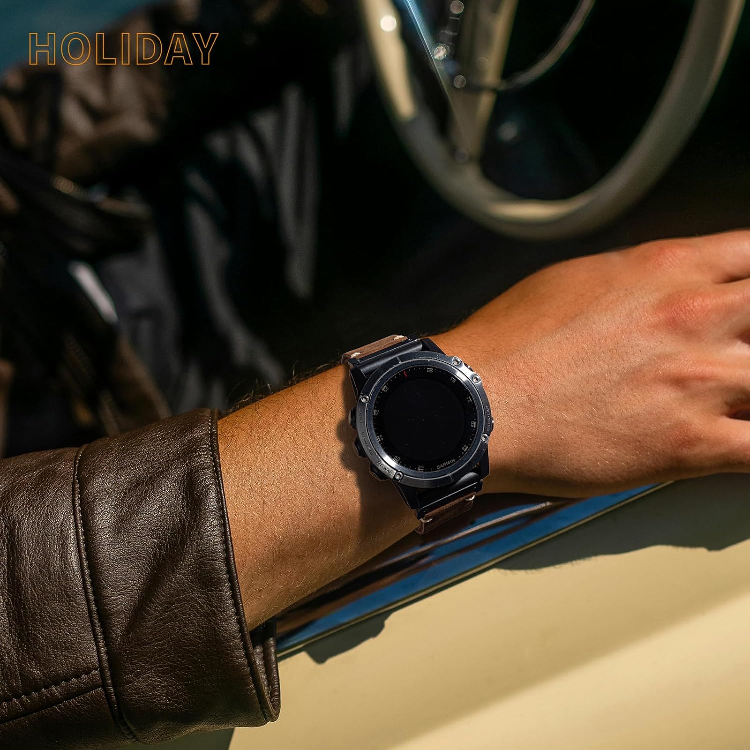 Handmade Double Sided Leather Band Compatible With Garmin Watch Band 22mm/26mm，Quickfit Retro Design Genuine Leather Band For Garmin Fenix 8/7/6 Pro/5 Plus/Tactix/MARQ/Endur/Quatix/Forerunner 935/945