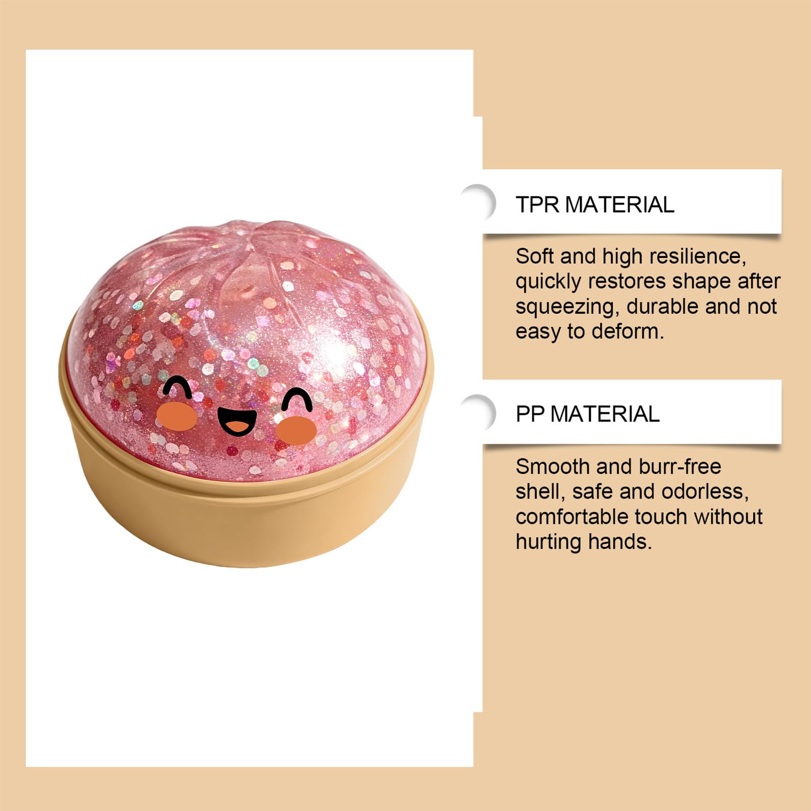Squishy De Bola De Masa | Juguete Sensorial Colorido De Dumpling Fidget | Juguetes Sensoriales Blandos con Dumplings Glittering | Juguete Antiestrés Fisget Suave con Forma De Comida | Toque Realista — view 7