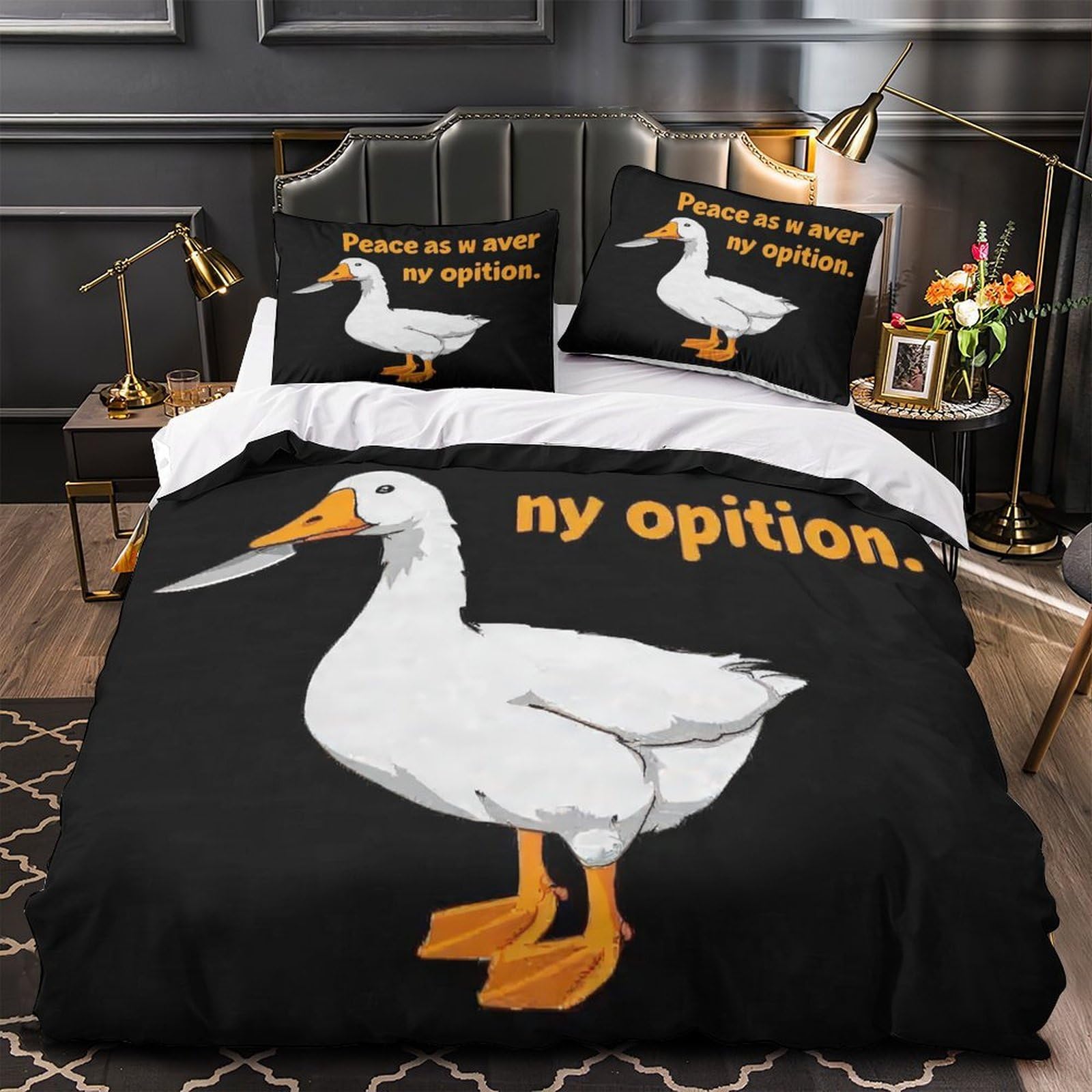 Housse de Couette Canard Couteau Lavable en Machine pour Grand Lit Double
