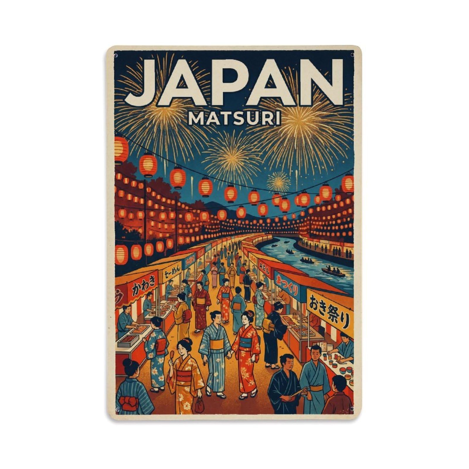 Metal Tin Sign Vintage Travel Japan Festival