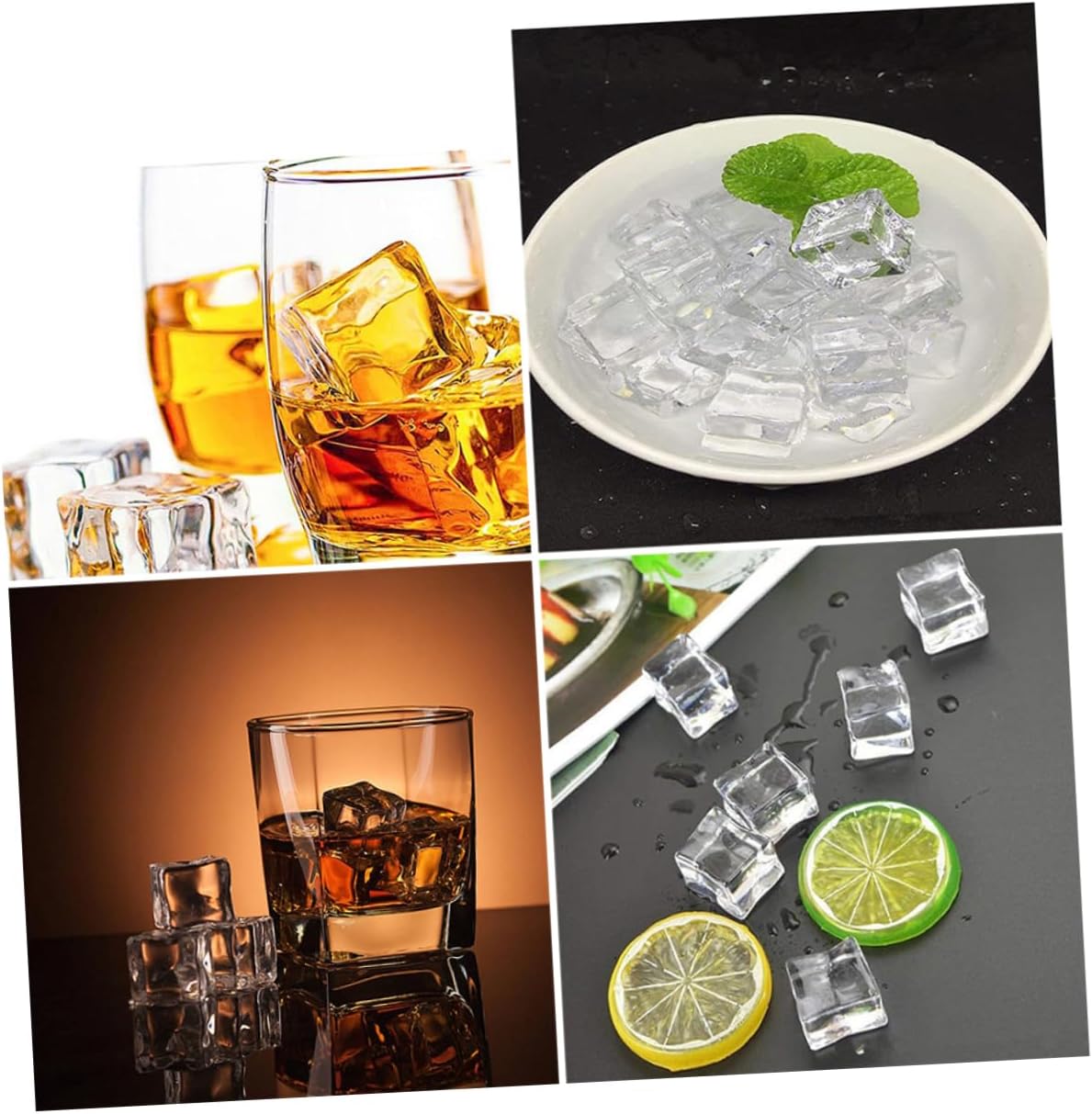 PRETYZOOM 150pcs High Transparency Acrylic Ice Cubes Fake Crystal Ice Cubes Reusable Square Shape Decorative for Photography Events