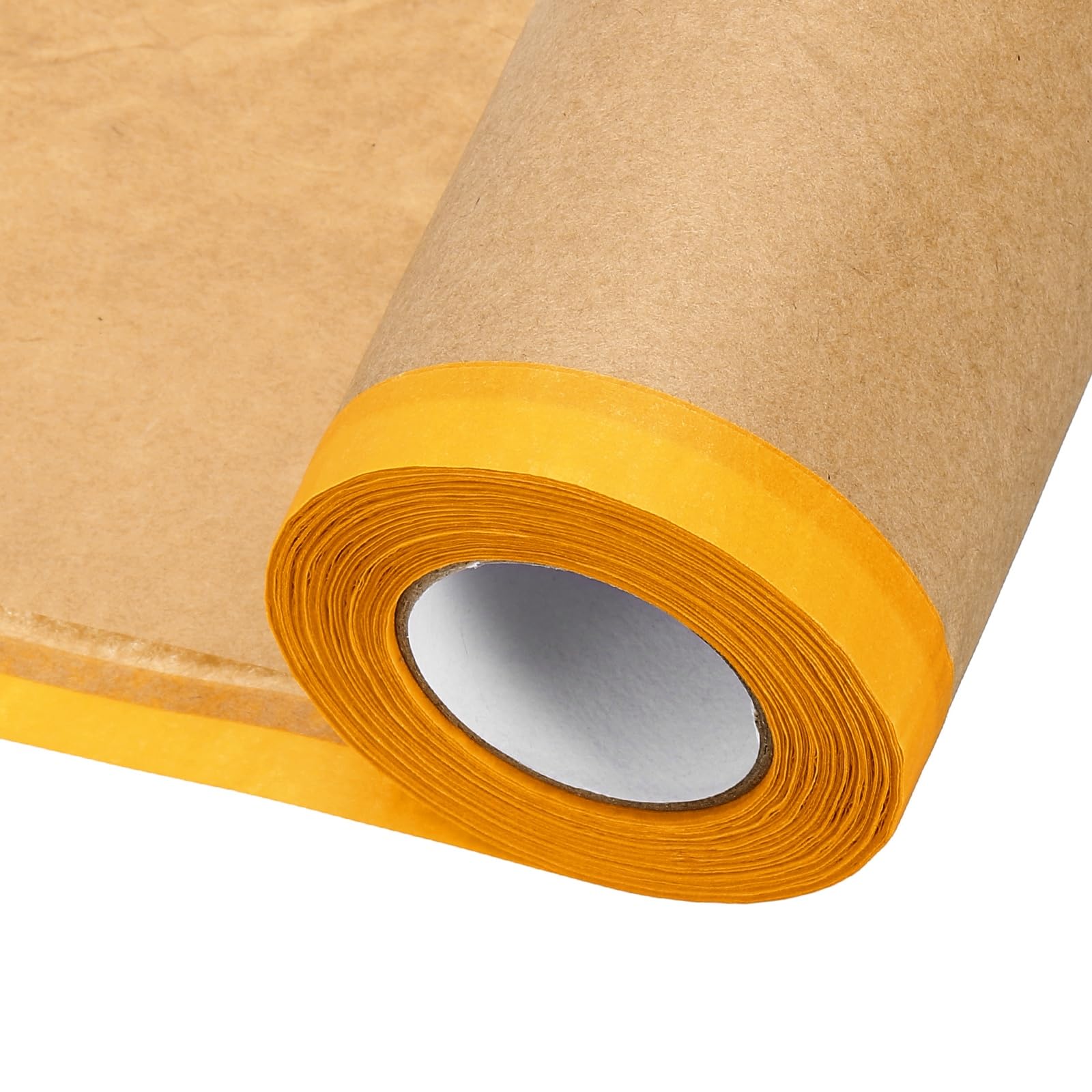 sourcing map 2pcs Pre-Taped Masking Paper, 20CM x 15M/8" x 49 ft Paint Adhesive Protective Paper Painter Tape and Drape for Masking Auto Body Covering Wall Skirting Frames, Yellow