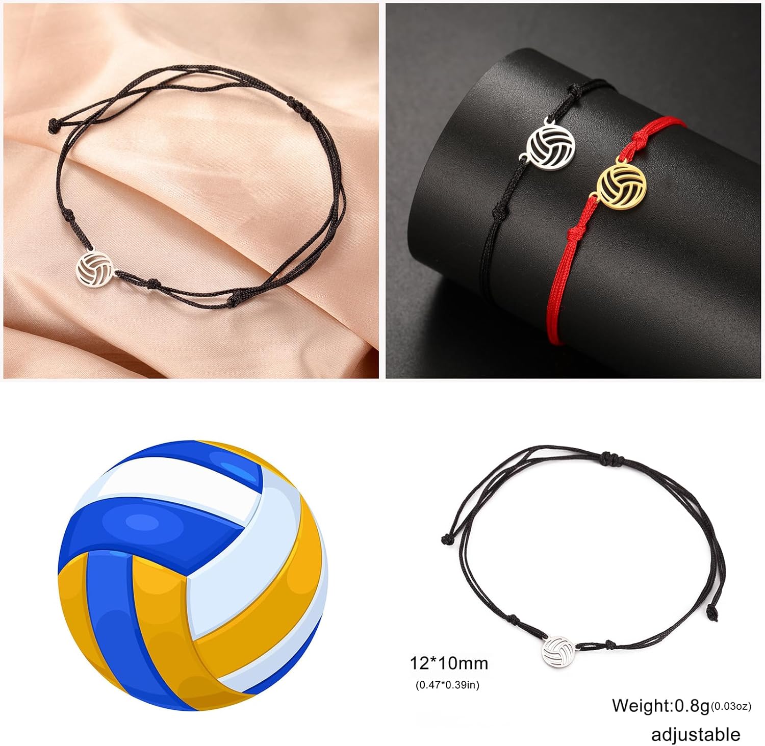 TEAMER Volleyball Bracelet Dainty Volleyball Wax Rope Bracelet Stainless Steel Fashion Sport Ball Jewelry For Team Athlete Coach Volleyball Lovers - Image 6