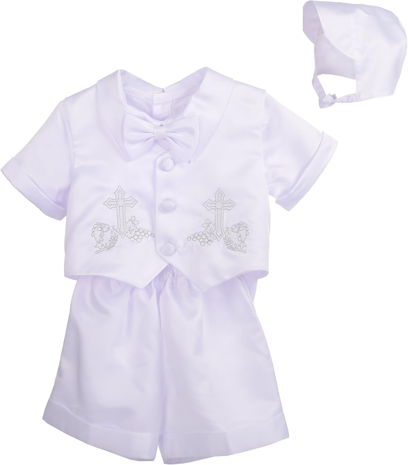 Lito Angels Baby Boys Christening Outfit & Bonnet Baptism Wedding Suit 4pcs Set