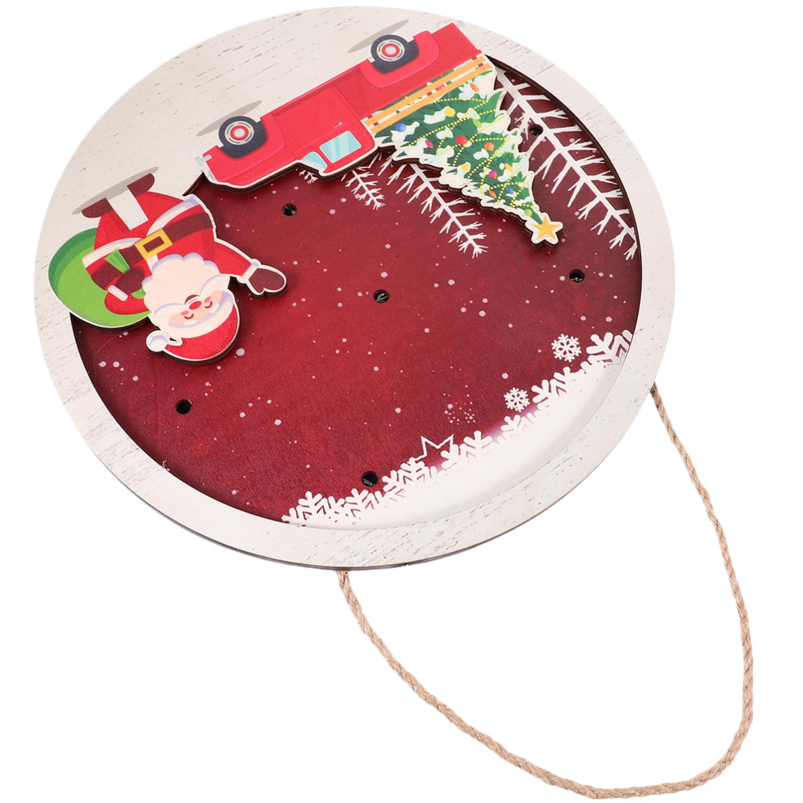 Letrero Colgante De Madera para Puerta De Navidad con Luz Adorno para Puerta De Entrada Decoración Festiva Navideña