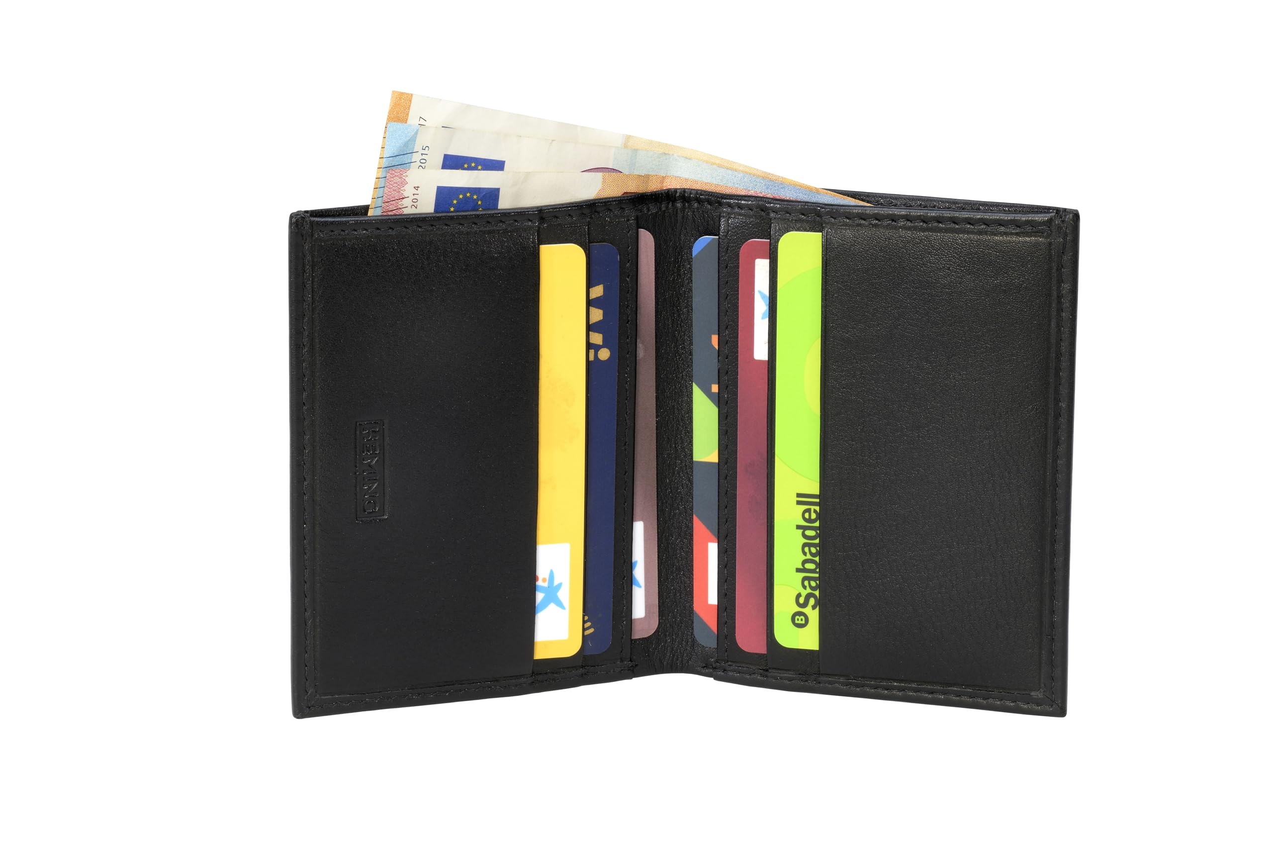 HEMING Cartera Delgada para Hombre, Soporte Minimalista para Tarjetas de crédito, Capacidad para hasta 12 Tarjetas y Billetes, Tarjeta de crédito y Billetes de Banco de Piel auténtica Suave, Cartera