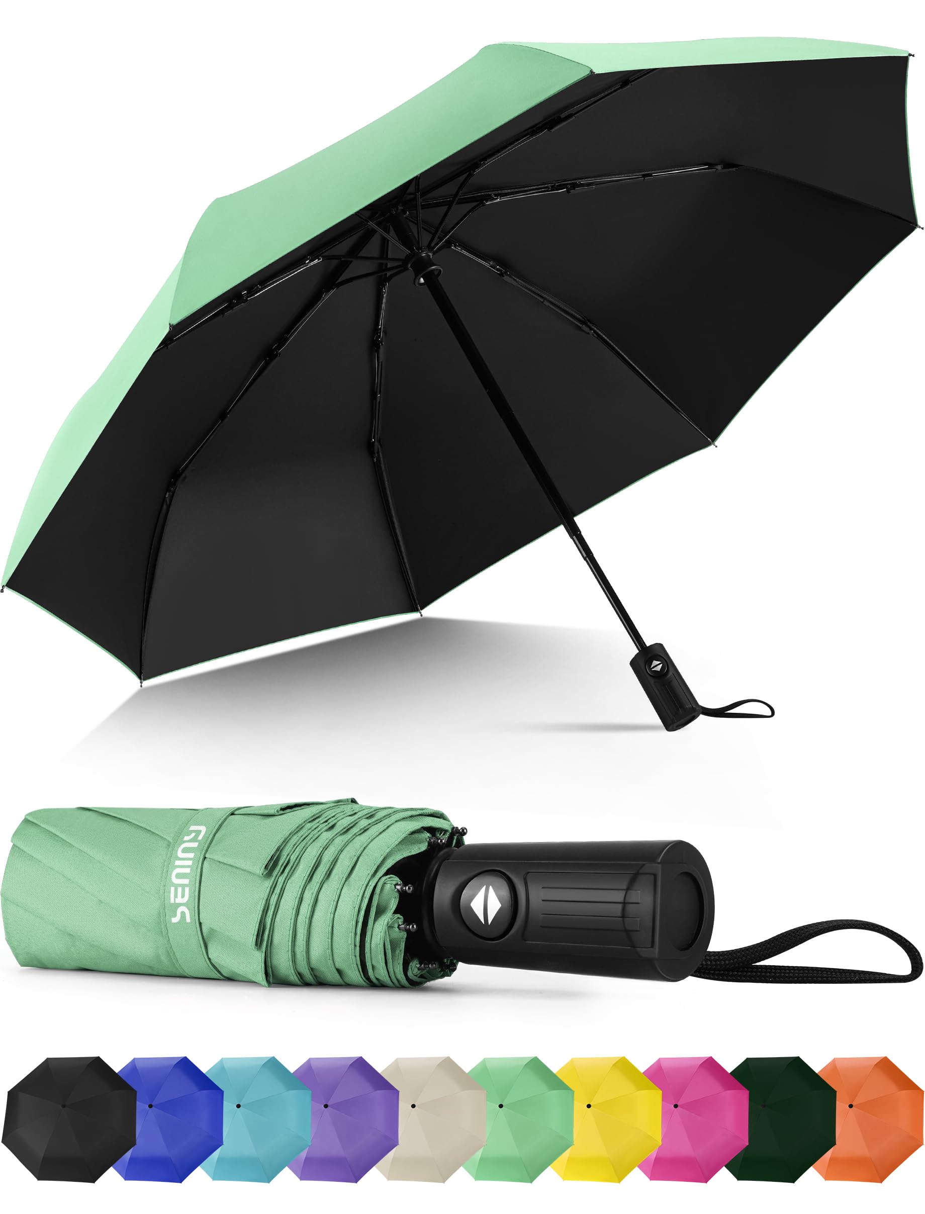 Seniny Windproof Travel Umbrella, Automatic Umbrellas for Rain, Portable & Compact Umbrellas for Backpack, Strong UV for Protection, Folding Small Sun Umbrella for Car, Walking