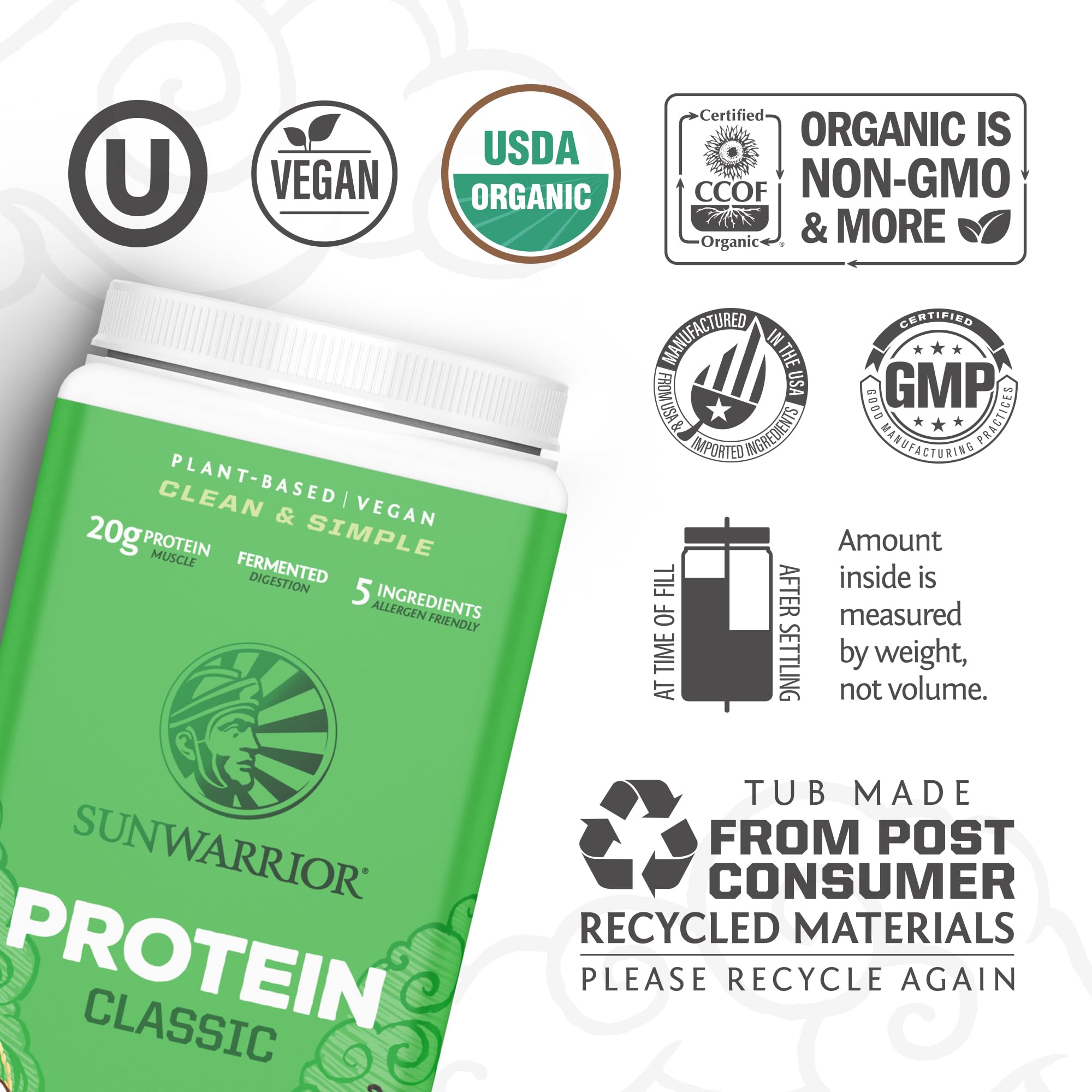 Sunwarrior Protein Classic Pulver, 750 g