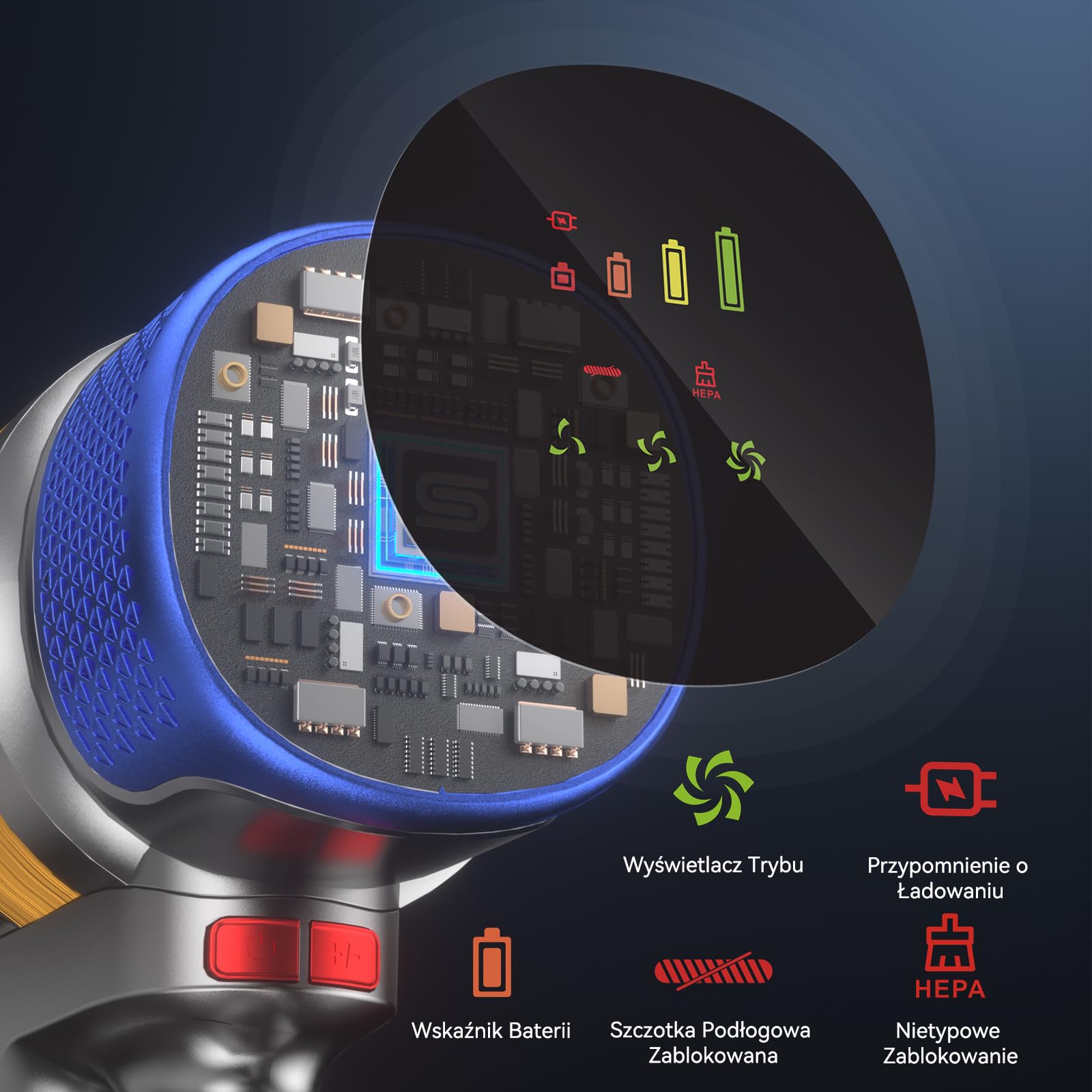 X8 Bezprzewodowy Odkurzacz 48Kpa/580W/70 Min, 2026 Mocna Pionowa Miotła Odkurzacz 1,6L/LED Ekran Dotykowy, Szczotka Przeciwko Splątaniu, Vacuum Cleaner do Podłóg/Dywanów/Włosów Zwierząt