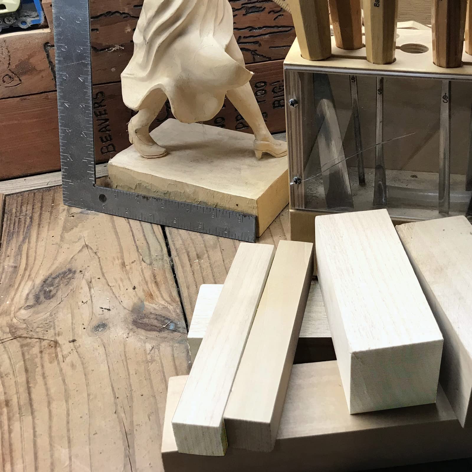 Houtsnijhout, 15-delig lindehout, natuurlijk houtsnijhout, onbewerkte houten blokken, voor beginners, kinderen, volwassenen, doe-het-zelf houtsnijwerk, handwerk, hout