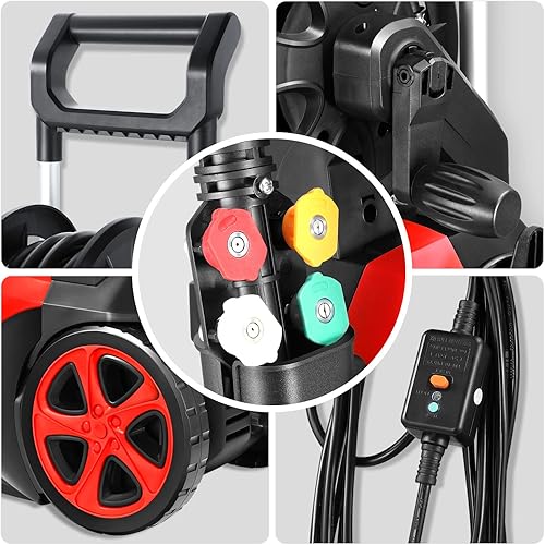 Miniatura 7 de DNA MOTORING TOOLS-00229 - Lavadora a presión eléctrica de hasta 2176 PSI de 2.4 GPM de flujo máximo para limpieza de patio y automóvil con boquilla