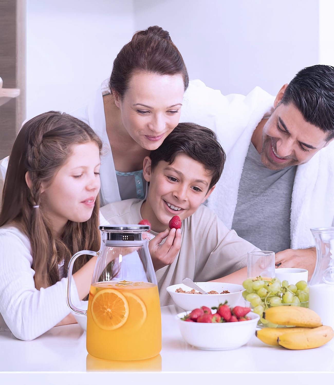 Glass Pitcher with Lid, 2 Liter 68oz Water Pitcher with Handle and Spout for Fridge, Borosilicate Glass for Iced Tea, Juice, Sangria, Cold/Hot Beverage, Large Jug - Image 6