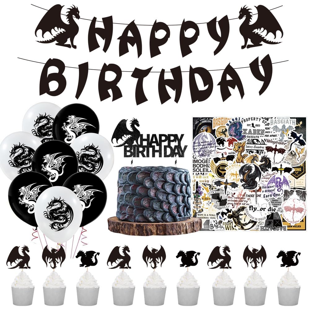 32 Pezzi Decorazioni Torta Palloncini A Tema Drago: Set Completo Con Striscione Happy Birthday, Palloncini In Lattice E Topper. Ideale Per Feste Di Compleanno Bambini E Feste A Tema.