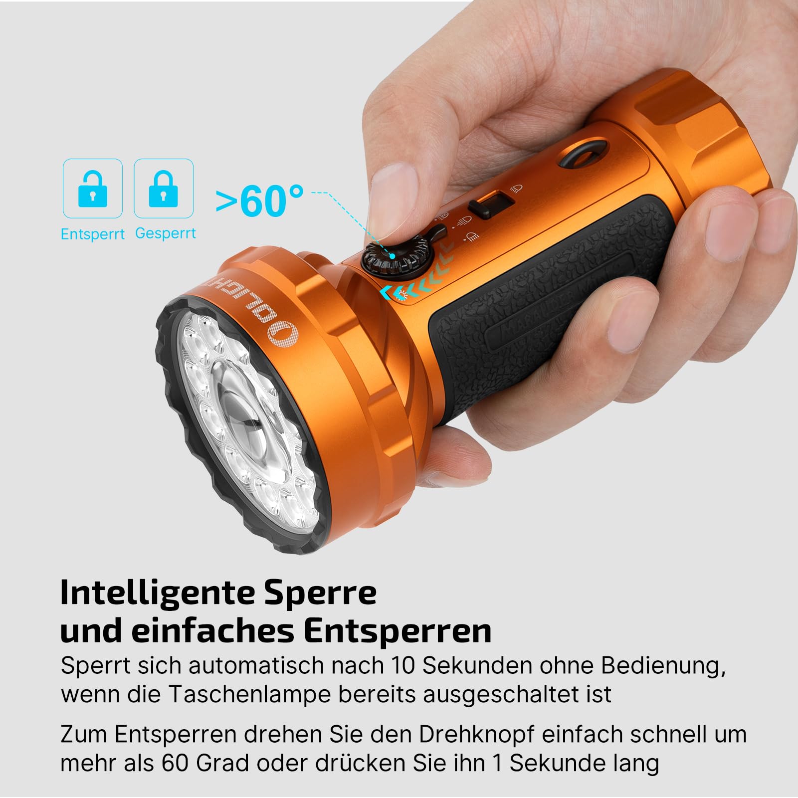 OLIGHT Marauder Mini 2 LED extrem helle Taschenlampe 10000 Lumen 750 Meter, USB-C aufladbare Taschenlampen mit 5Lichtmodi, IPX8 Handlampe mit Flut-und Fokussiertes Licht für Outdoor Campin(Orange) | USB-C aufladbare Taschenlampen mit 5Lichtmodi, IPX8 Hand