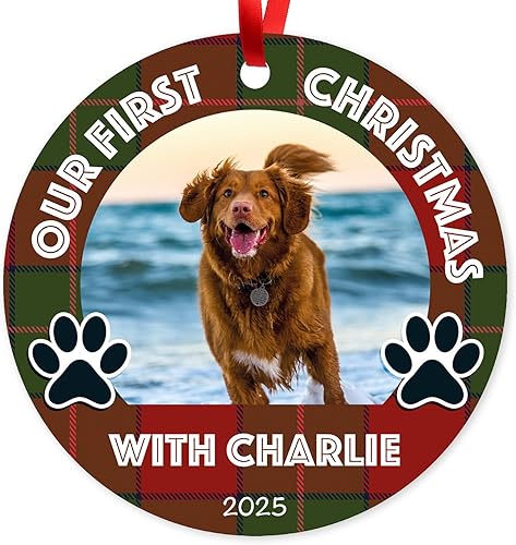 Miniatura 47 de Adorno de Navidad personalizado, foto personalizada con imagen y nombre, decoración del árbol de Navidad, bolsa de terciopelo incluida, adorno