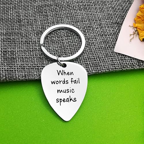 Miniatura 3 de Baipilu Llavero de regalo de música, nota musical, púa de guitarra, regalo para músicos, amantes de la música, cumpleaños, graduación, Navidad