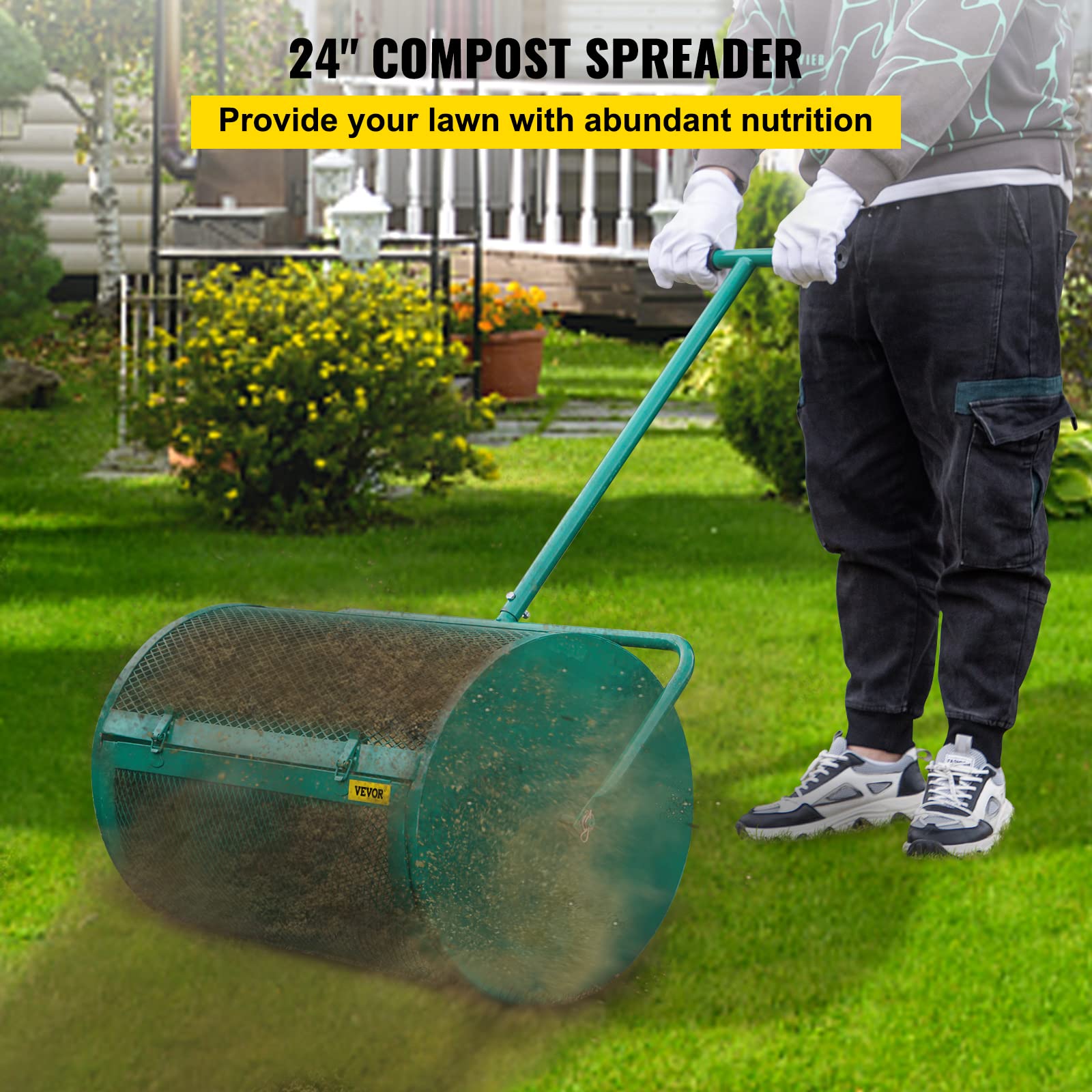 Lichtgewicht compoststrooier, 22,8-30,7 in hoogte verstelbare Lichtgewicht compoststrooier, 22,8-30,7 in hoogte verstelbare