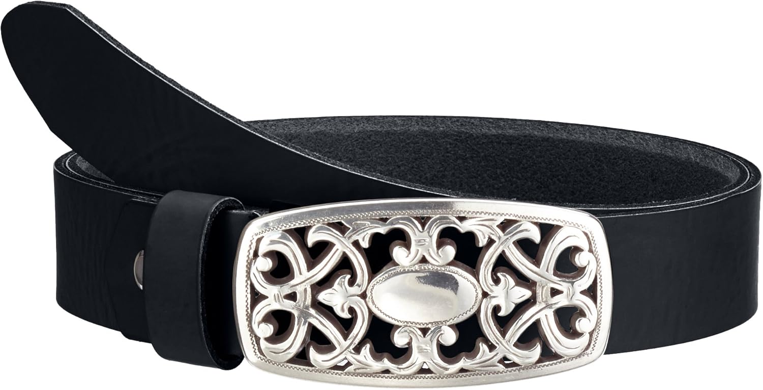 MGM Damen Gürtel 3cm Breit - Elegante Silberschließe, Weiches Leder, Made In Germany/Italy