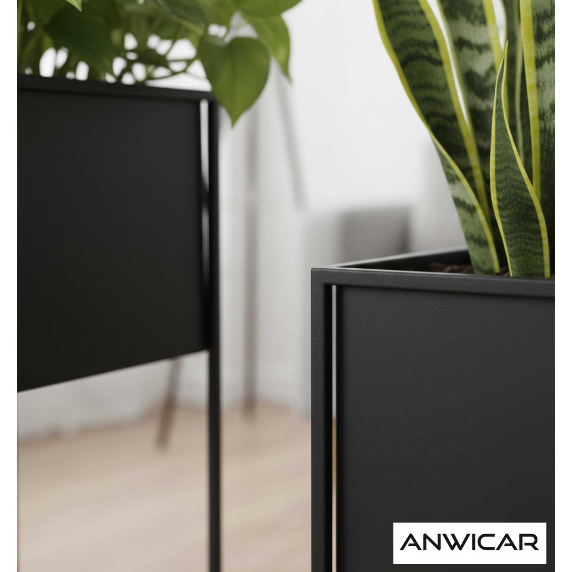 Blumenständer Metall Schwarz Set 3 (Höhe 40, 70 & 100 cm) - Pflanzenständer - Modern Deko Wohnzimmer - Salon Blumenhocker - Blumentreppe - Blumenregal Indoor