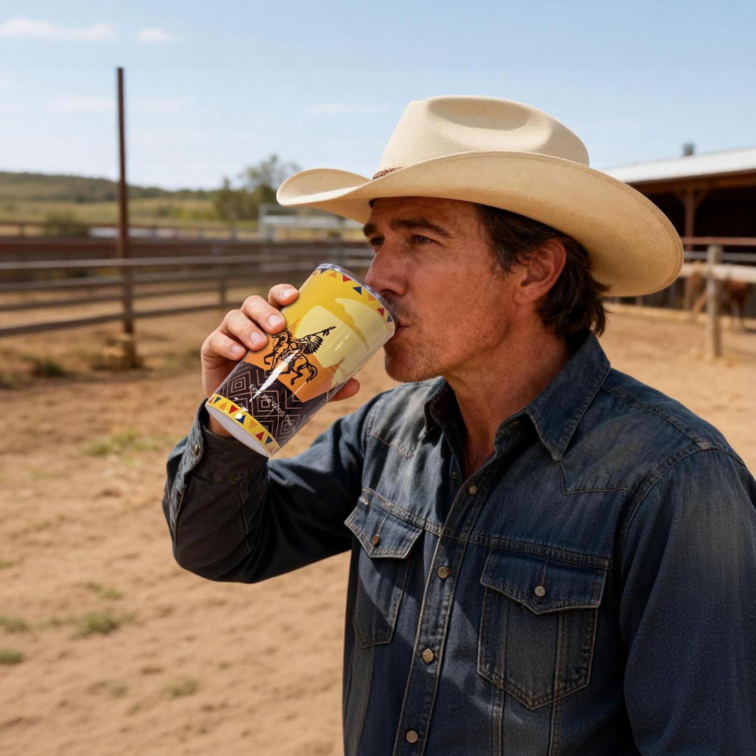 Horse Tumbler 20oz - Western Native Totem Design, Vacuum Insulated Leakproof Travel Mug for Cowboy Camping Road Trips, Horse Gifts for Women Men/Birthday/Mothers Day/Fathers Day/Christmas - Image 2