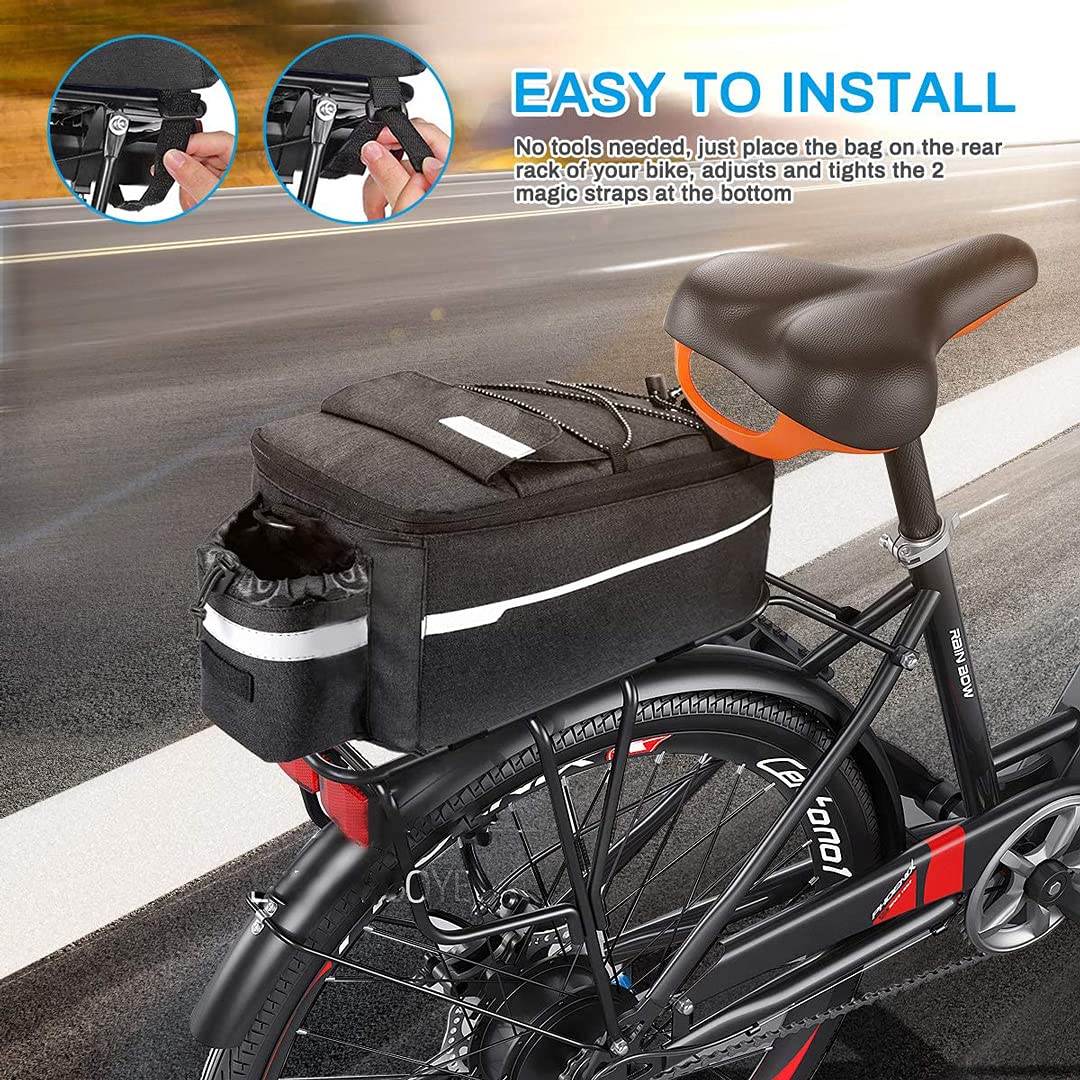 Bolsa para cuadro bicicleta, alforja para bicicleta de 10L Bolsa trasera impermeable para bicicleta Bolsa para transporte de equipaje para bicicleta Bolsa de almacenamiento con correa para el hombro