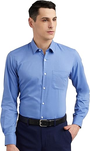 Peter England Men's Everyday Solid Slim Fit Full Sleeve Formal Shirt | Cotton-Rich