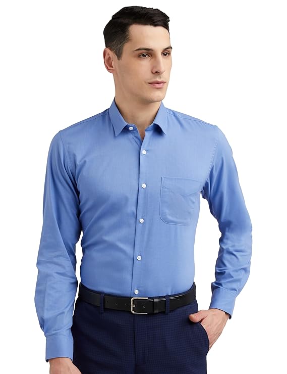 Peter England Men's Everyday Solid Slim Fit Full Sleeve Formal Shirt Cotton-Rich