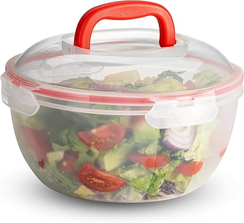 Miniatura 2 de Komax Biokips - Juego de 2 cuencos grandes para ensalada con tapas, recipientes herméticos de plástico de 4.2 cuartos de galón, ensaladera sin BPA