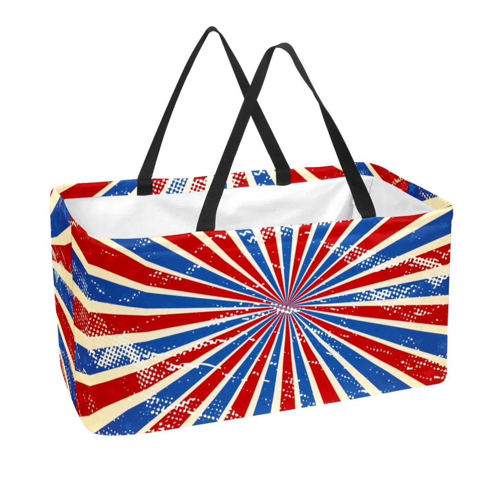 Sacs fourre-tout pliables bleus blancs rouges pour le rangement de maison