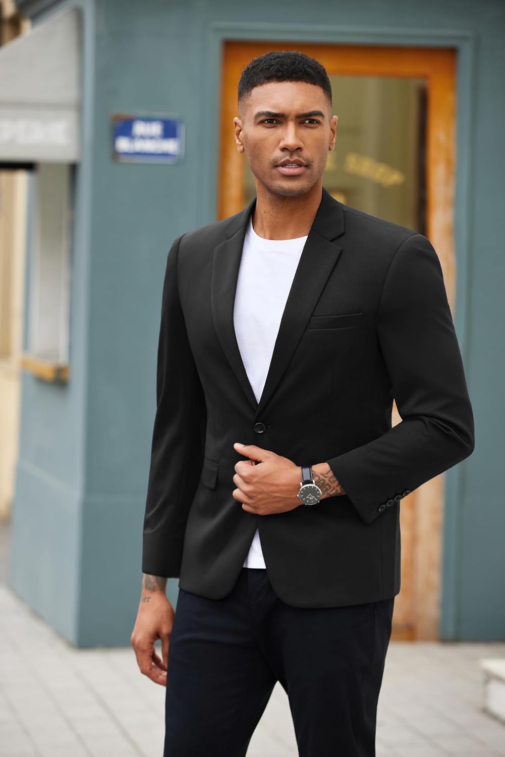 COOFANDY Mens Blazer Jacket One Button Casual Suit Jackets Stretch Knit Sport Coat - Image 3