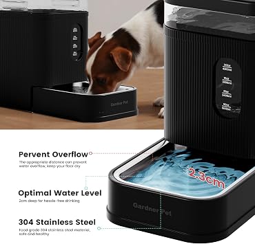 Gardner Pet 6.5L Automatic Dog Water Dispenser, Black