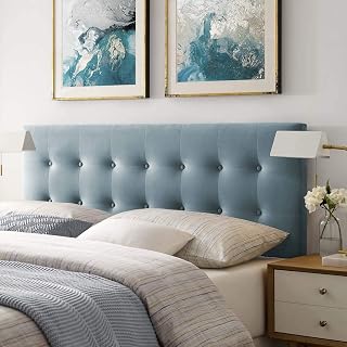 Modway Light Blue Tufted Velvet Headboard