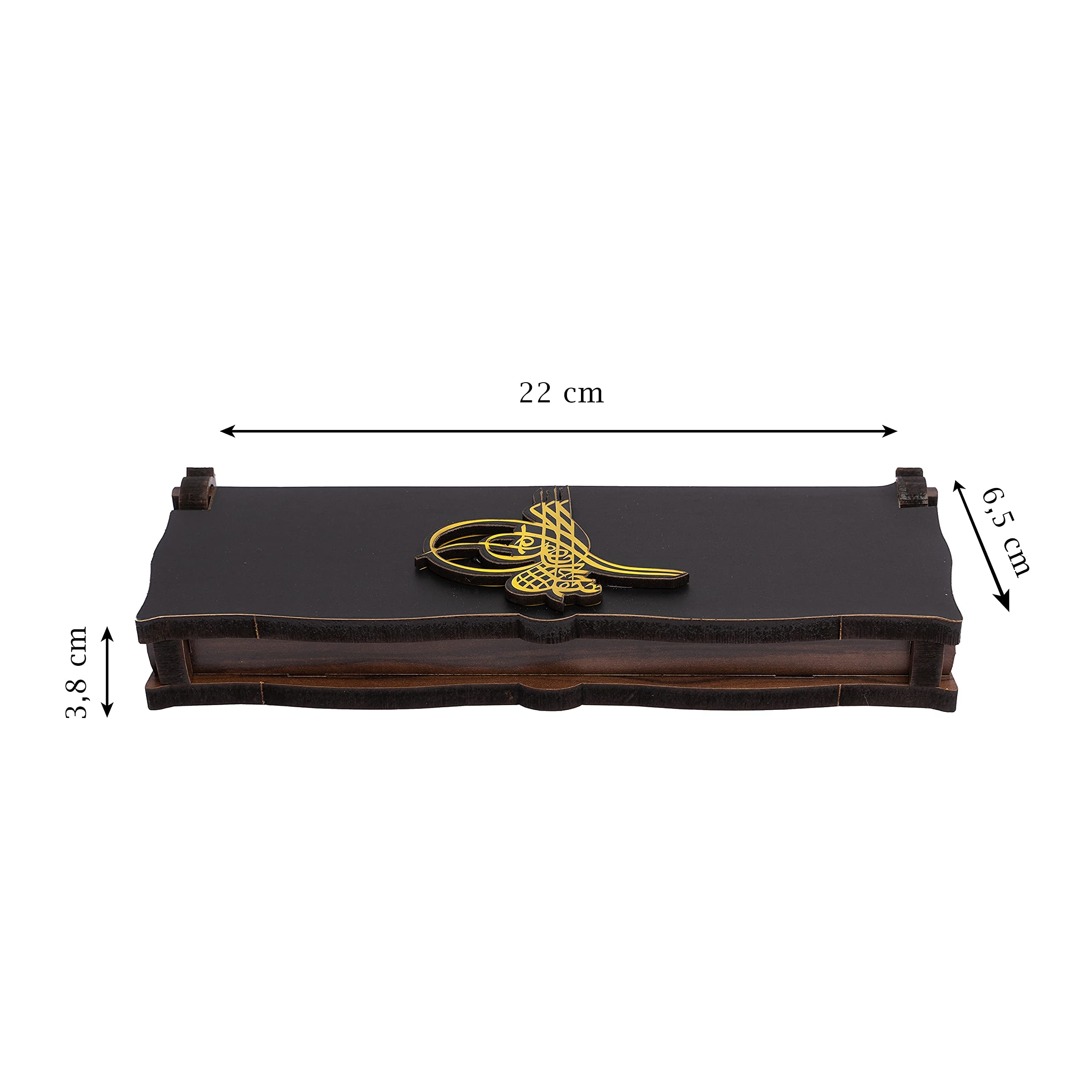 Box Schatulle MIT Gravur aus Holz Handgemacht & Tesbih Gebetskette 'Tugra' Sultan Stempel 33 Perlen