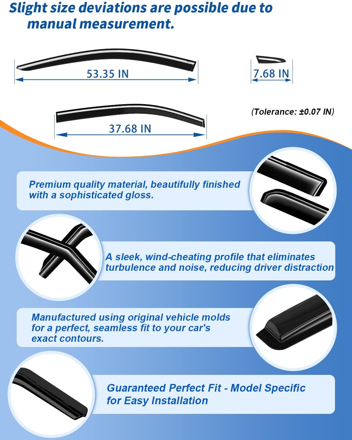 6-PCS Extra-Thick Rain Guards Fit for 2019-2026 Toyota Corolla Sedan L LE SE XLE XSE FX Extra Durable Tape-on Window Rain Guard Window Deflectors Vent Shades Window Visor Vent Visors Exterior