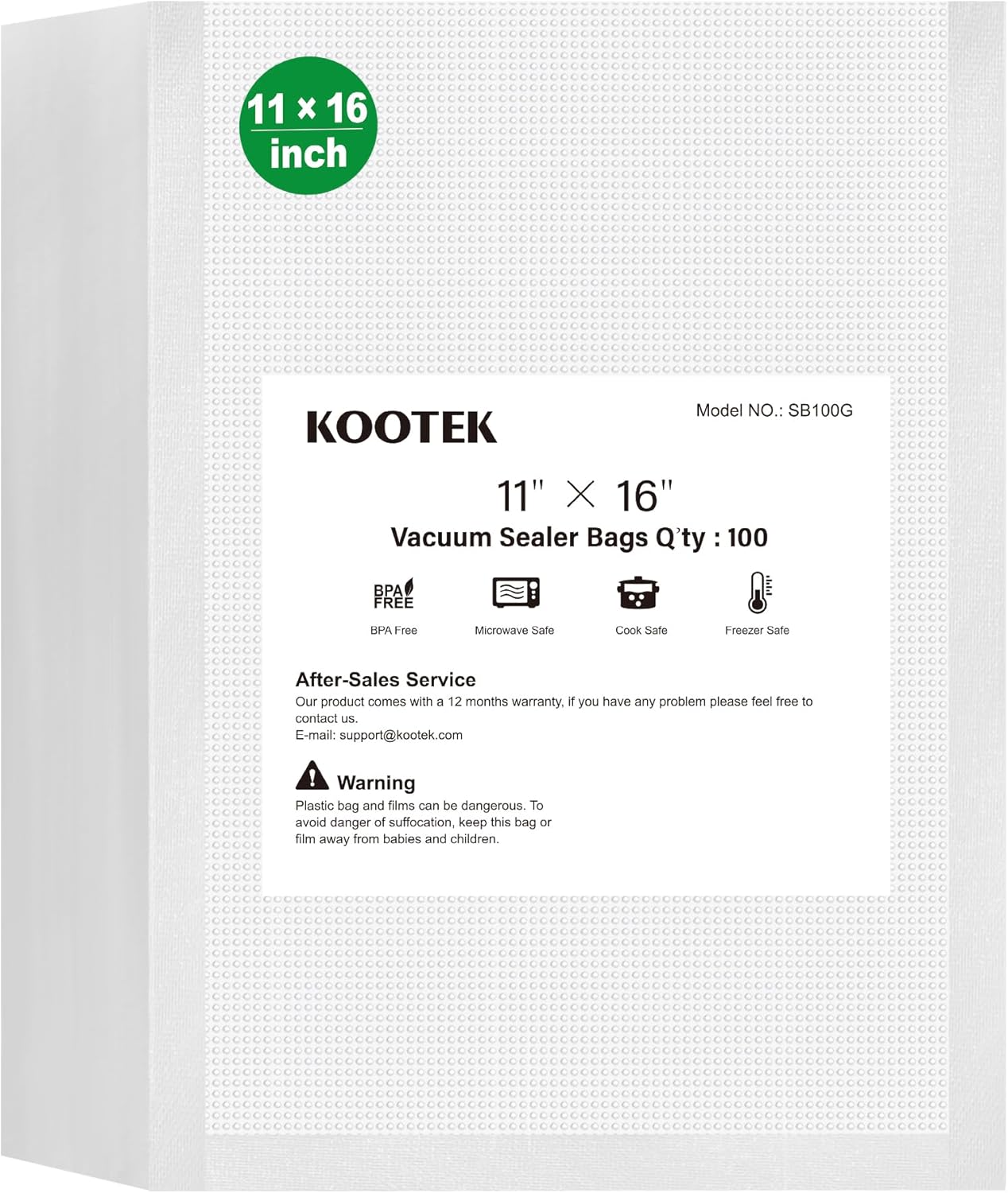 Kootek Vacuum Sealer Bags for Food, 150 Gallon 11" x 16", Quart 8" x 12" and Pint 6" x 10" Vacuum Seal Bags, Commercial Grade, BPA Free, Pre Cut Freezer Bags for Food Storage, Meal Prep or Sous Vide