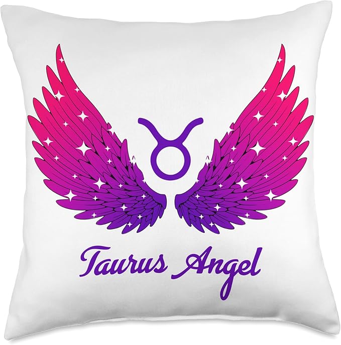 Taurus Angel Zodiac Sign with Angel Wings Taurus for Women Throw Pillow