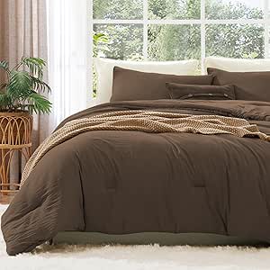 Amazon.com: WRENSONGE Full Size Comforter Sets - 3 Pieces Chocolate Brown Comforter Prewashed Soft Lightweight for All Seasons, Fluffy Down Alternative Comforter Full Size with 2 Pillow Shams : Home & Kitchen