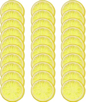 30 PCS Artificial Lemon Slices - Simulation Lemon Slices Plastic Fake Fruit Artificial Lifelike Small Fruit Model for Home Kitchen Table Party Decor Photography Prop Wedding Decoration Yellow