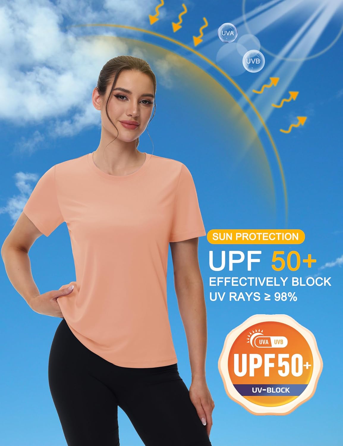 MAGCOMSEN Women's Short Sleeve T-Shirts UPF 50+ Sun Protection Quick Dry Athletic Running Workout Rash Guard Tops - Image 4