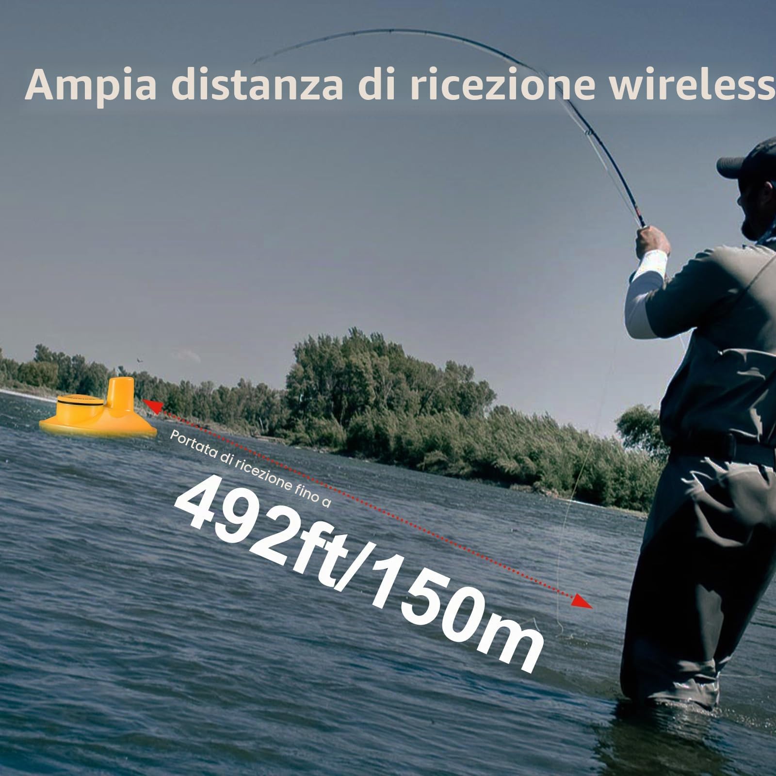 LUCKY Wireless profondità Acqua rilevatore Pesci Kayak rilevatori Pesci Portatili sensore Sonar Schermo LCD Barca rilevatore Pesci per Riva Kayak Pesca FFW718