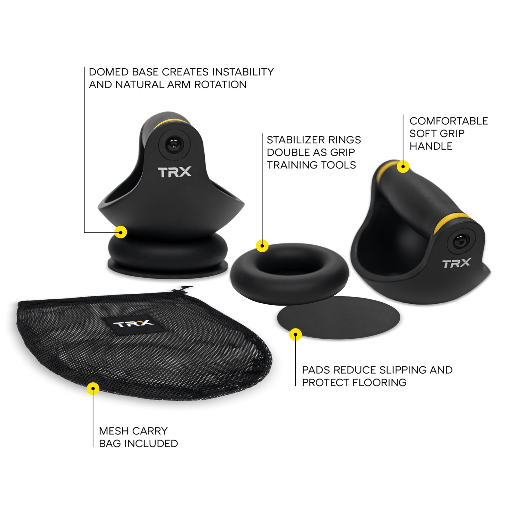 TRX Push-It - Maniglie per flessioni per allenamento della forza, allenamenti in palestra a casa, attrezzatura per esercizi di core e parte superiore del corpo, supporti ergonomici per flessioni per
